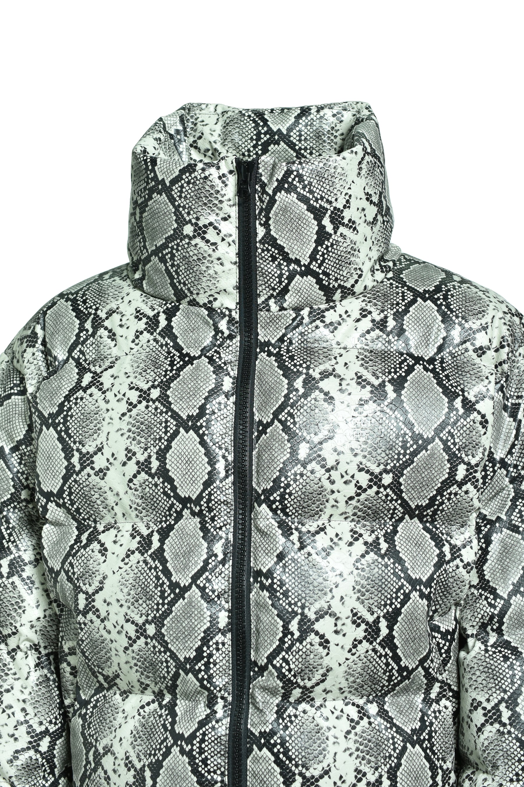 FAUX LEATHER SNAKE DOWN JACKET / GRY SNAKE 