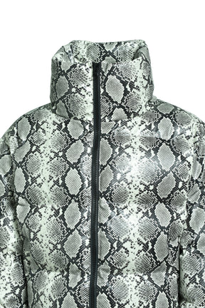 FAUX LEATHER SNAKE DOWN JACKET / GRY SNAKE 