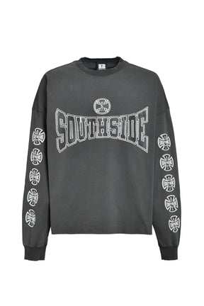 SOUTHSIDE CROSS LS TEE / BLK