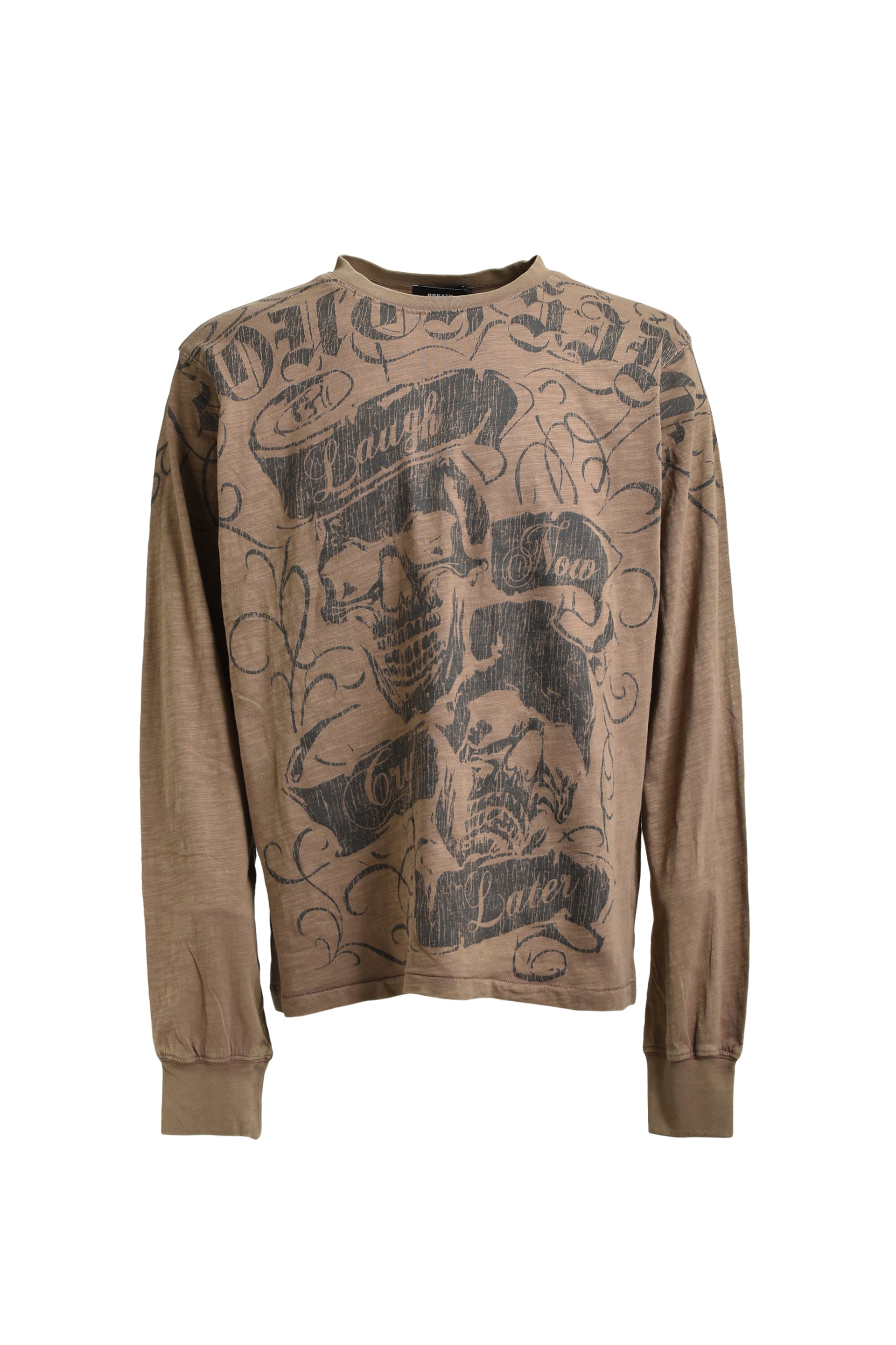 SKULL WASH LS TEE / BRW