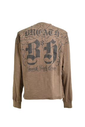 SKULL WASH LS TEE / BRW