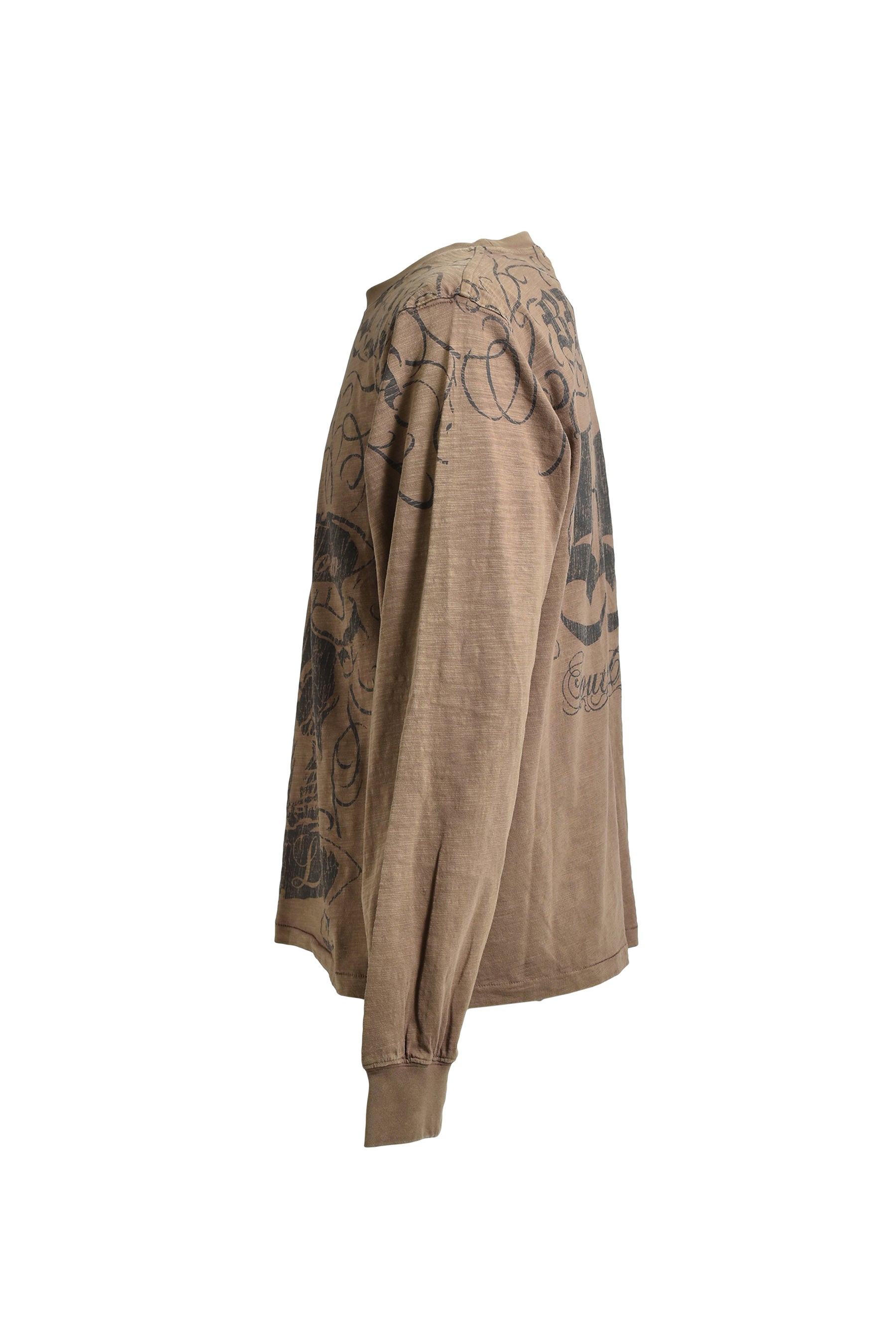 SKULL WASH LS TEE / BRW