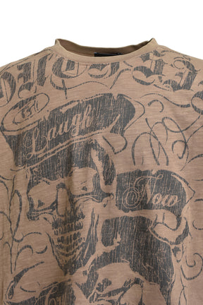 SKULL WASH LS TEE / BRW