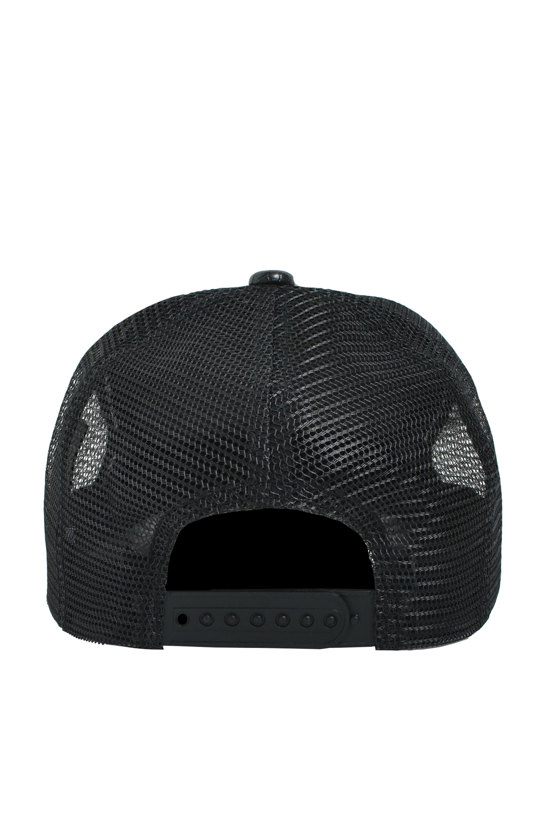 FAUX SNAKE LEATHER CAP / BLACK 