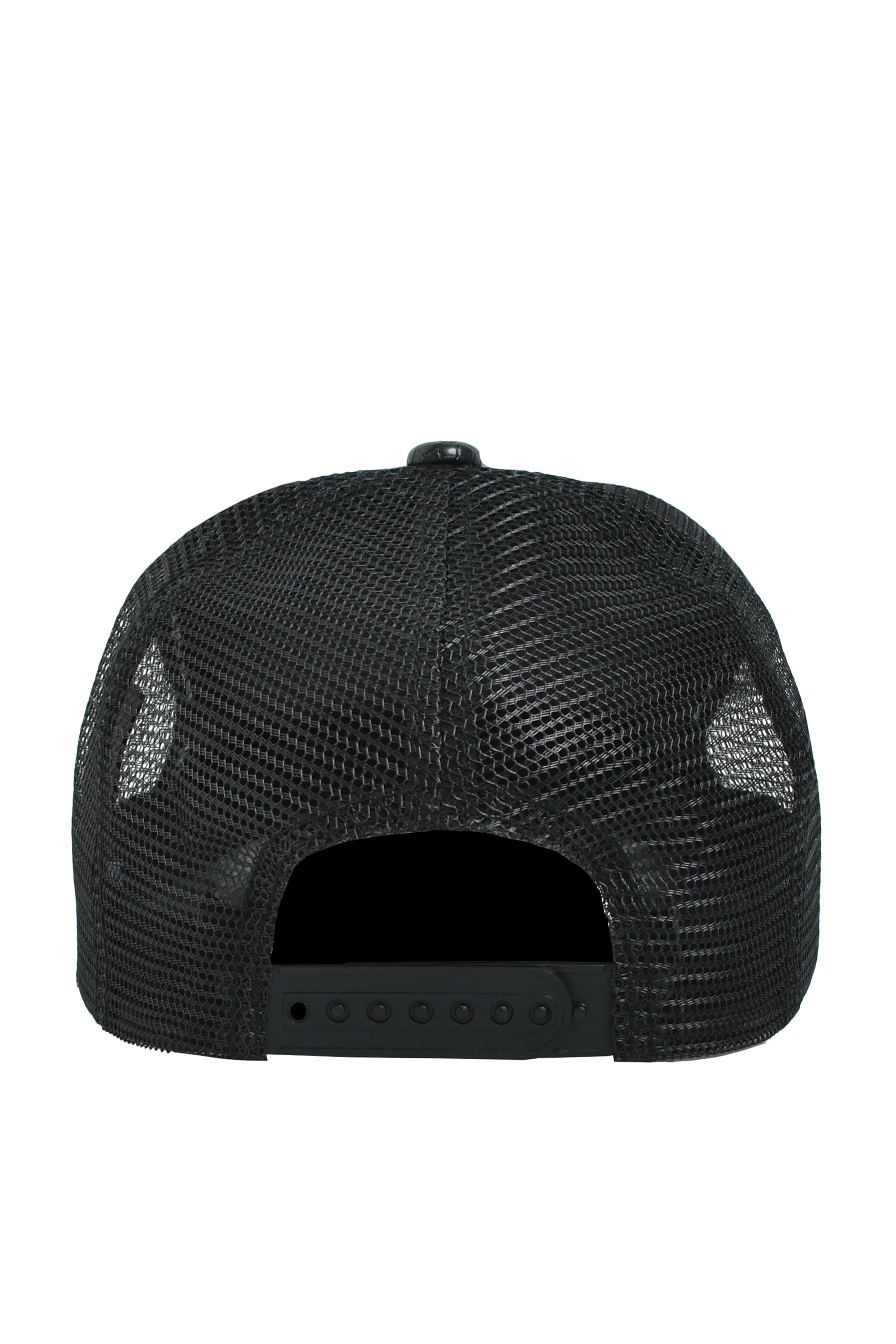 FAUX SNAKE LEATHER CAP / BLACK 