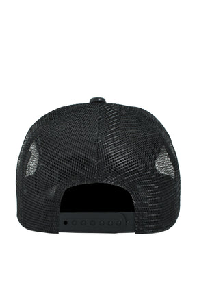 FAUX SNAKE LEATHER CAP / BLACK 