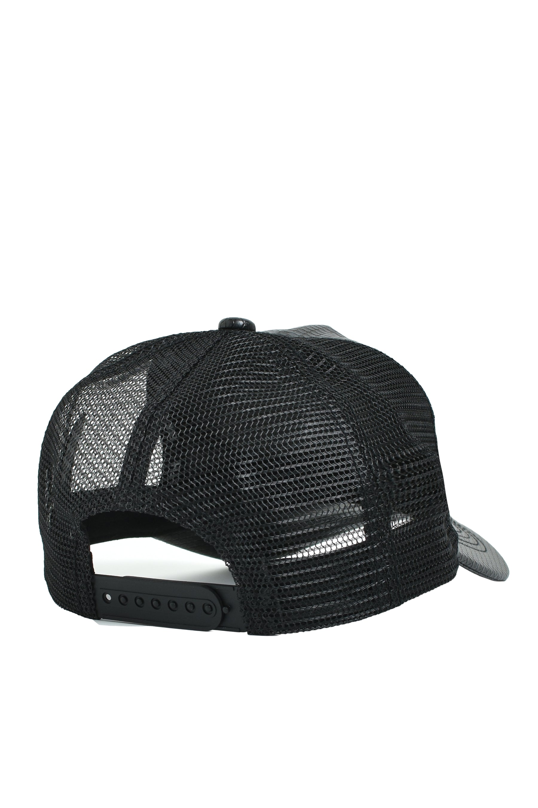FAUX SNAKE LEATHER CAP / BLACK 