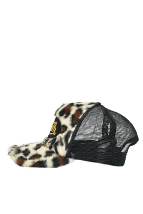 FAUX LEOPARD FUR CAP / BRW 