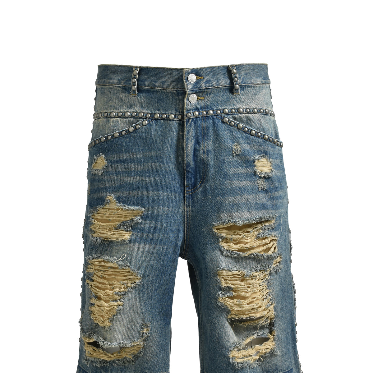 BREATH SS25 SUICIDE STUDS DENIM SHORTS / IND - NUBIAN