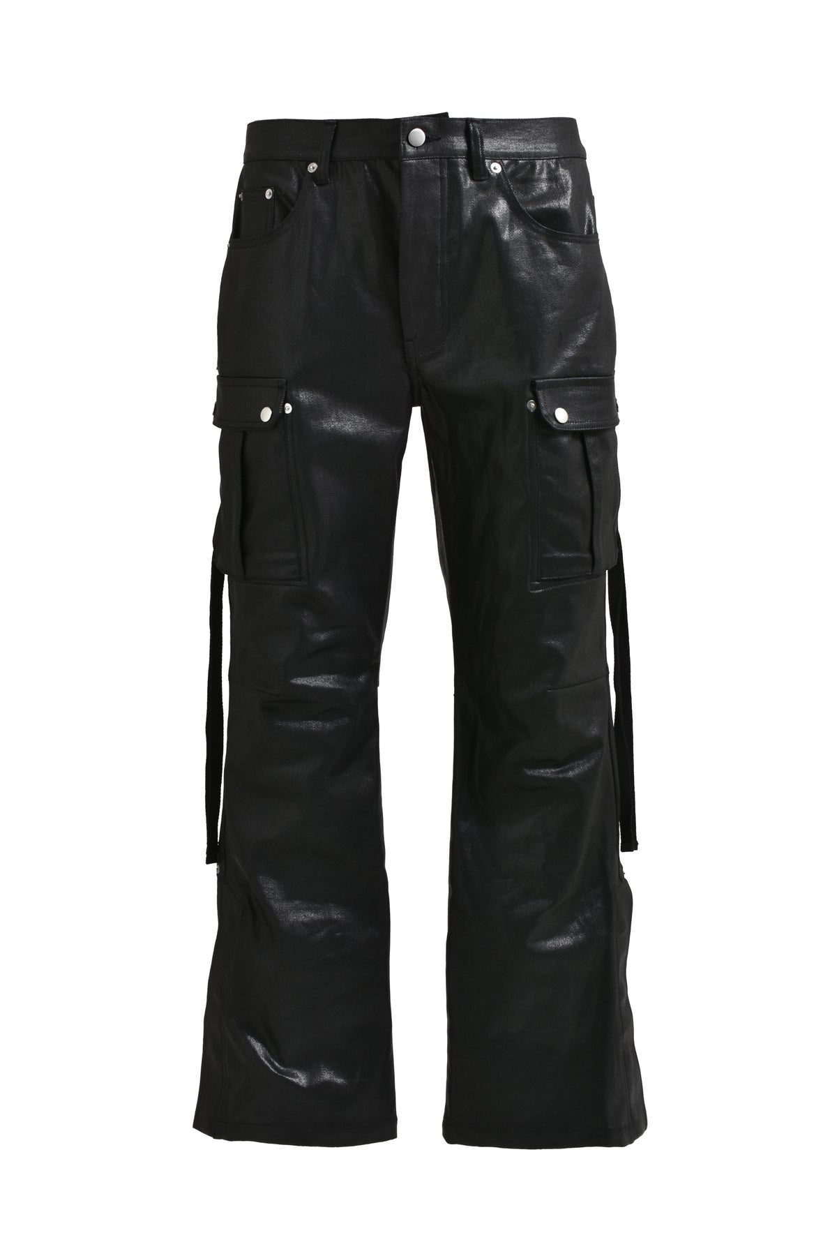 COATING BOOTCUT CARGO PANTS / BLK