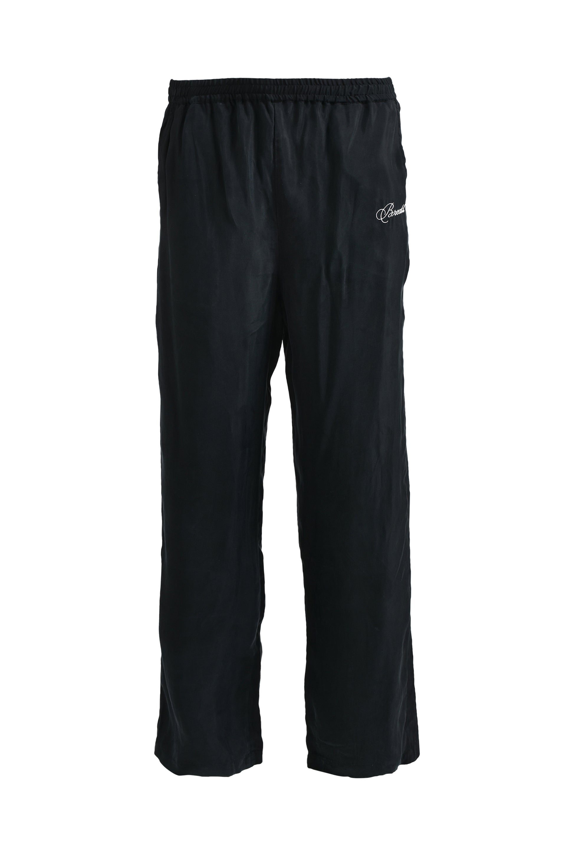 BREATH SCRIPT LOGO  SATIN PANTS / BLK