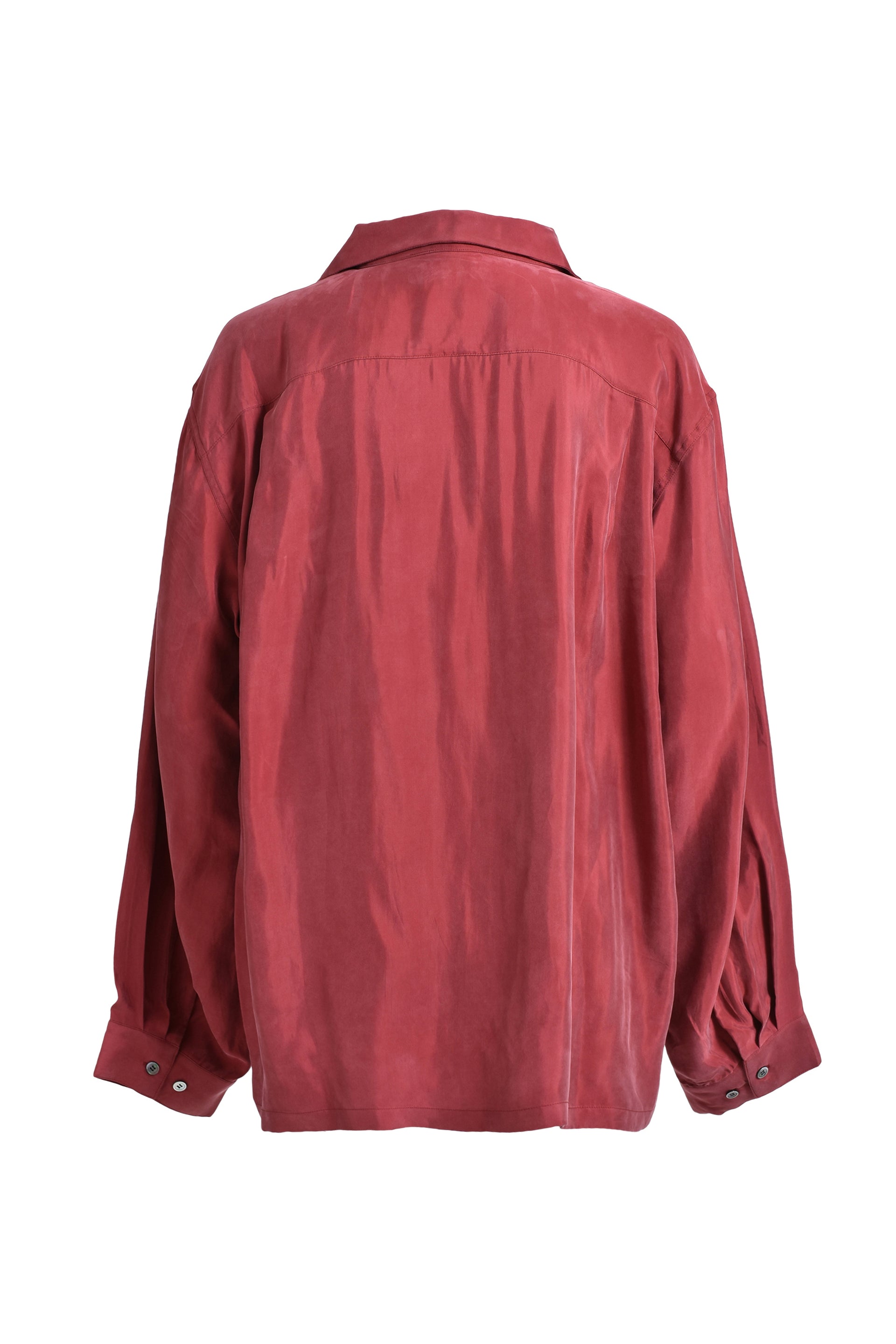 BREATH SCRIPT LOGO  SATIN SHIRT / WINE