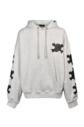 GRILL & TAN & BONE PATCH HOODIE / GRY