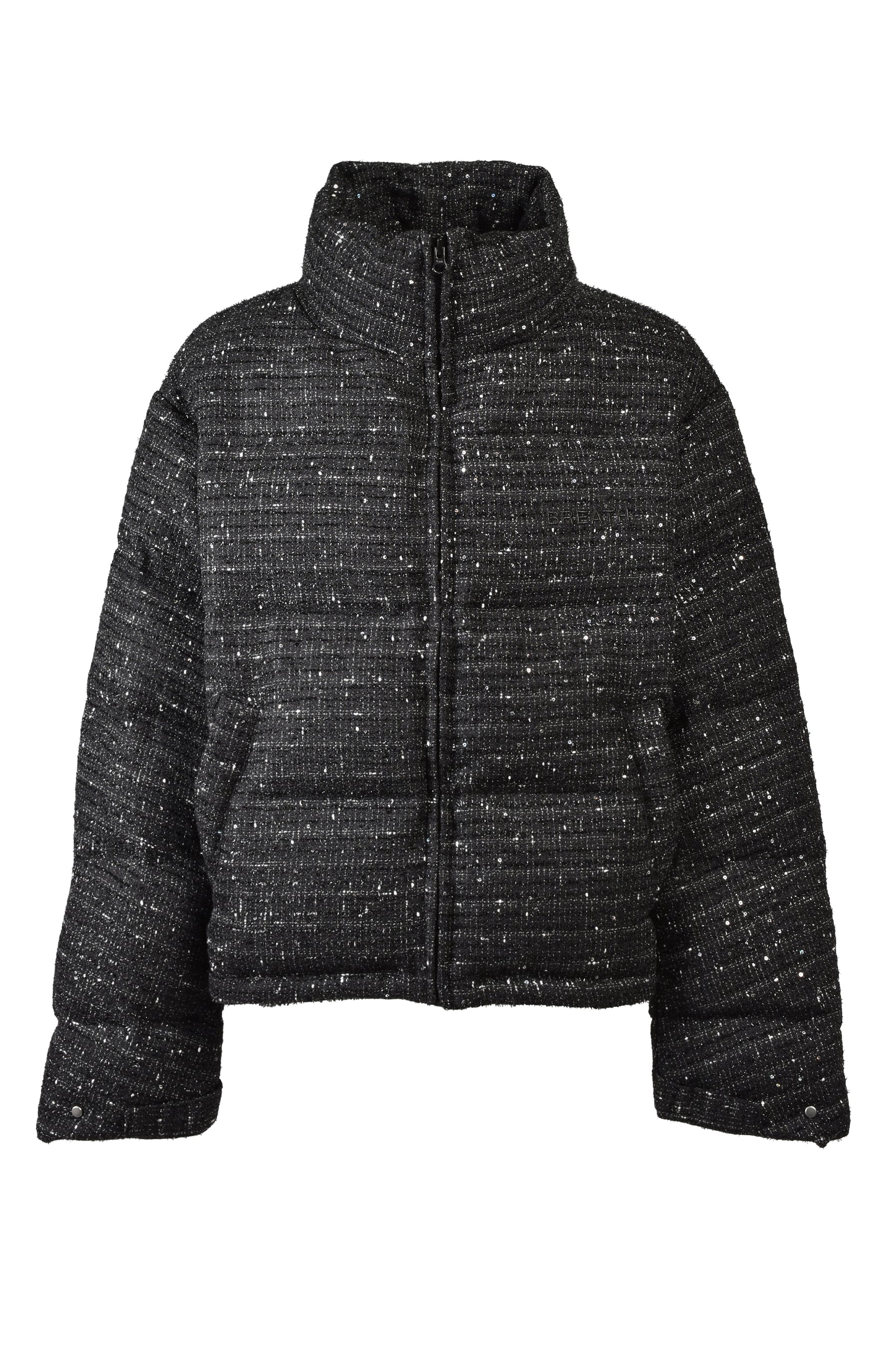 SHINY TWEED DOWN JACKET / BLK