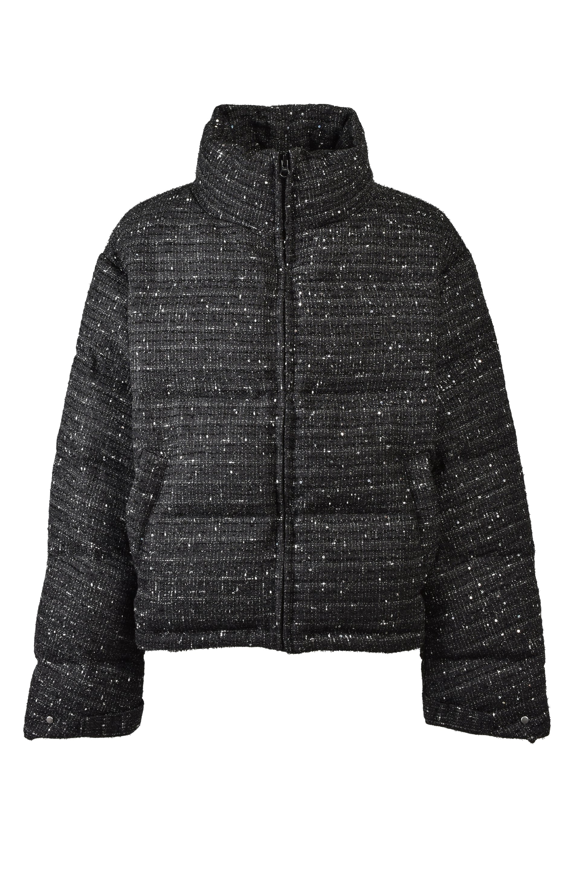SHINY TWEED DOWN JACKET / BLK