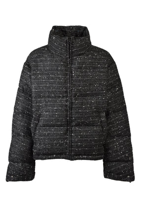 SHINY TWEED DOWN JACKET / BLK