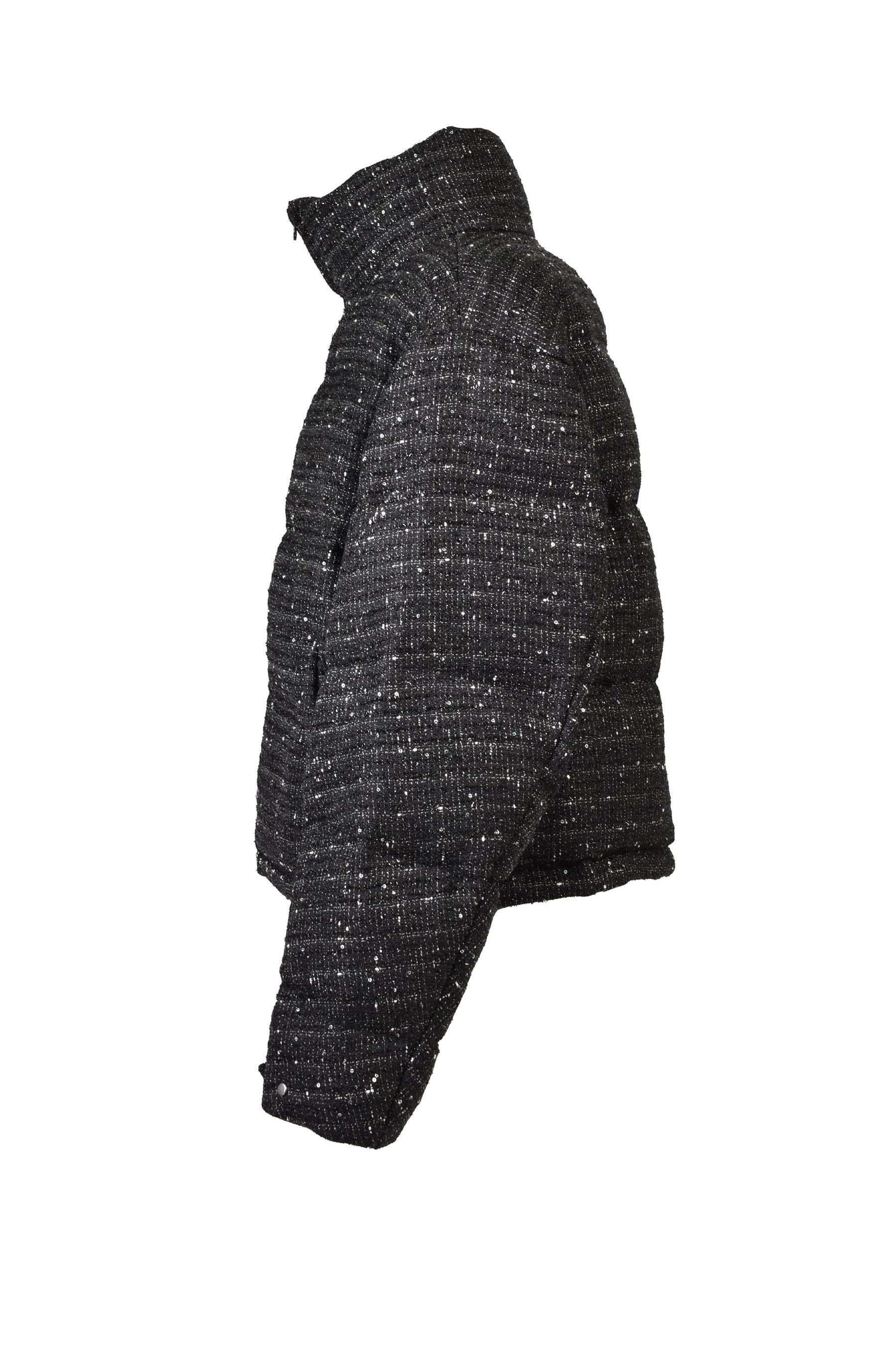 SHINY TWEED DOWN JACKET / BLK