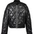 FAUX LEATHER QUILTING DOWN JACKET / BLK