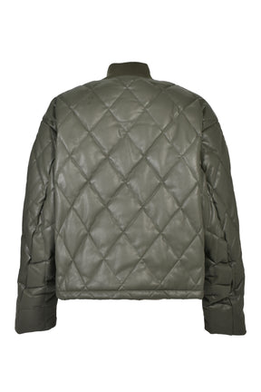FAUX LEATHER QUILTING DOWN JACKET / OLV