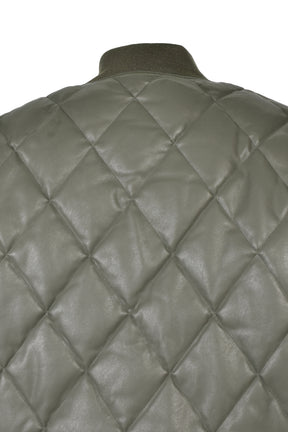 FAUX LEATHER QUILTING DOWN JACKET / OLV