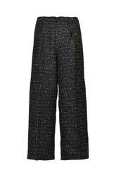 SHINY TWEED TUCK WIDE SLACKS / BLK