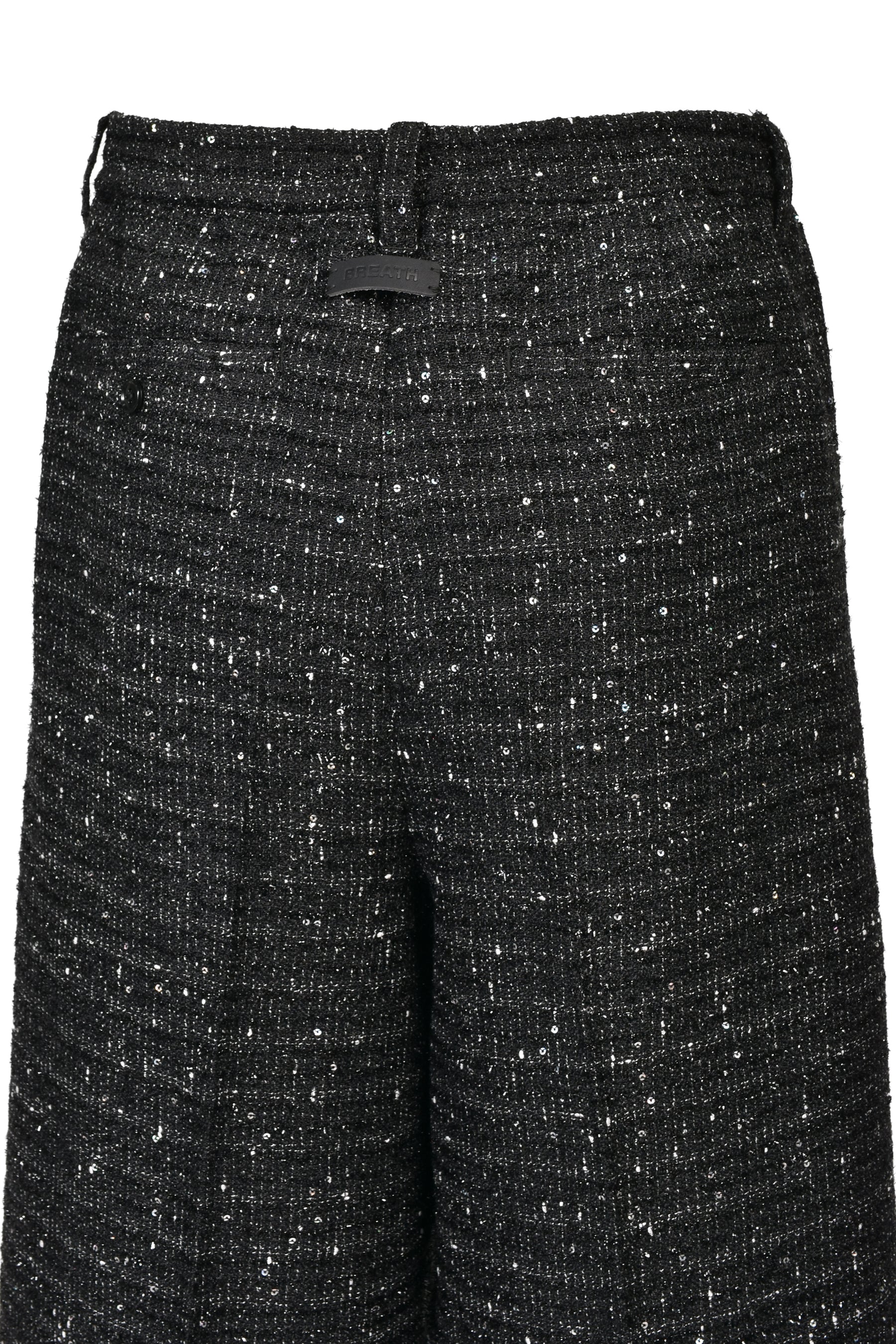 SHINY TWEED TUCK WIDE SLACKS / BLK