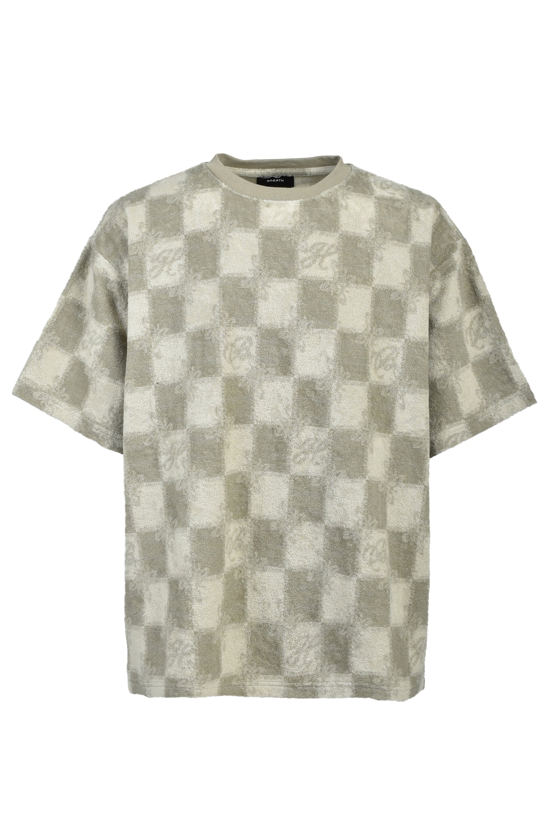 BLOCK CHECK PILE TEE / BEI