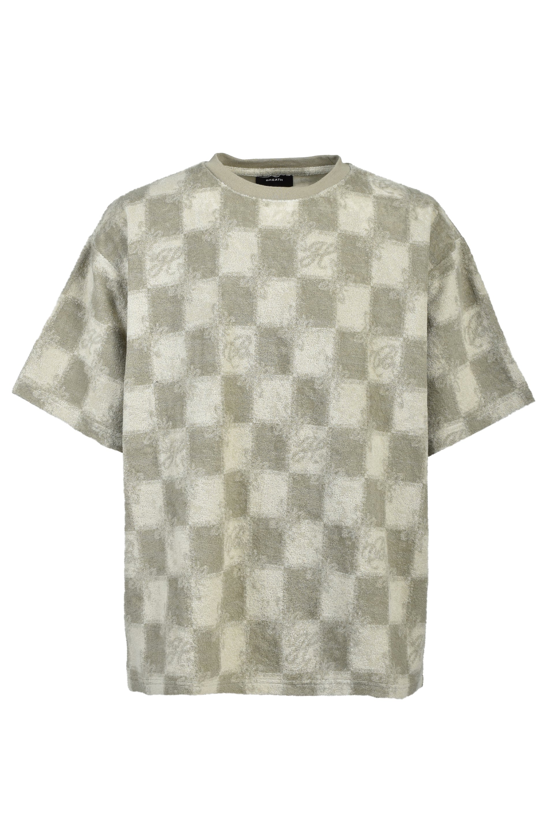 BLOCK CHECK PILE TEE / BEI
