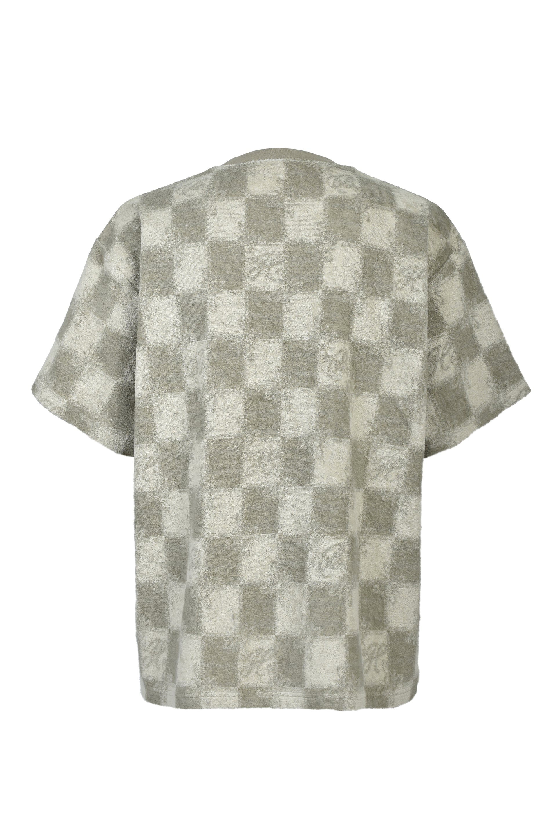 BLOCK CHECK PILE TEE / BEI
