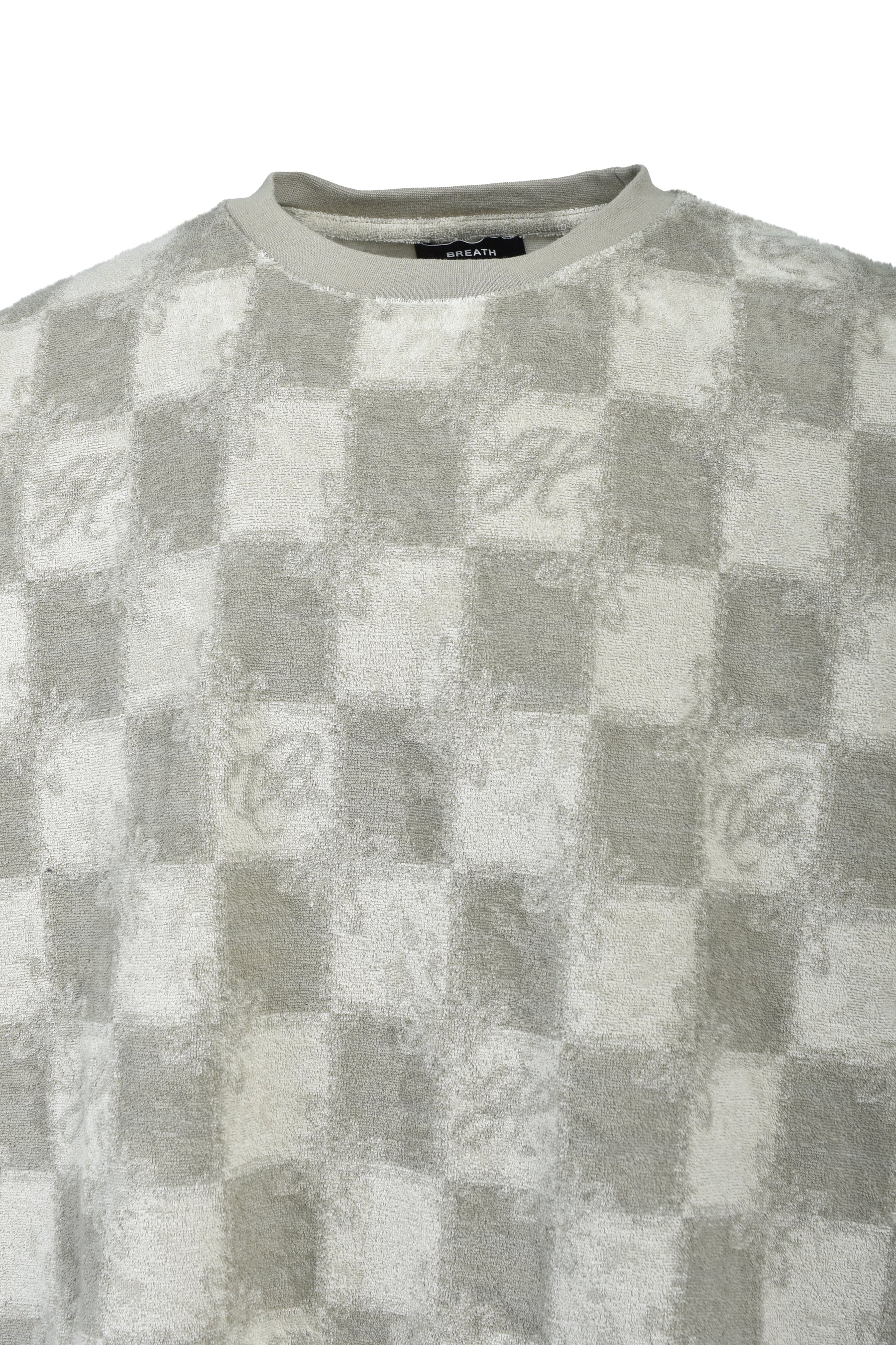BLOCK CHECK PILE TEE / BEI
