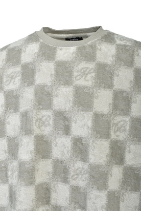 BLOCK CHECK PILE TEE / BEI
