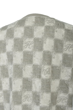 BLOCK CHECK PILE TEE / BEI
