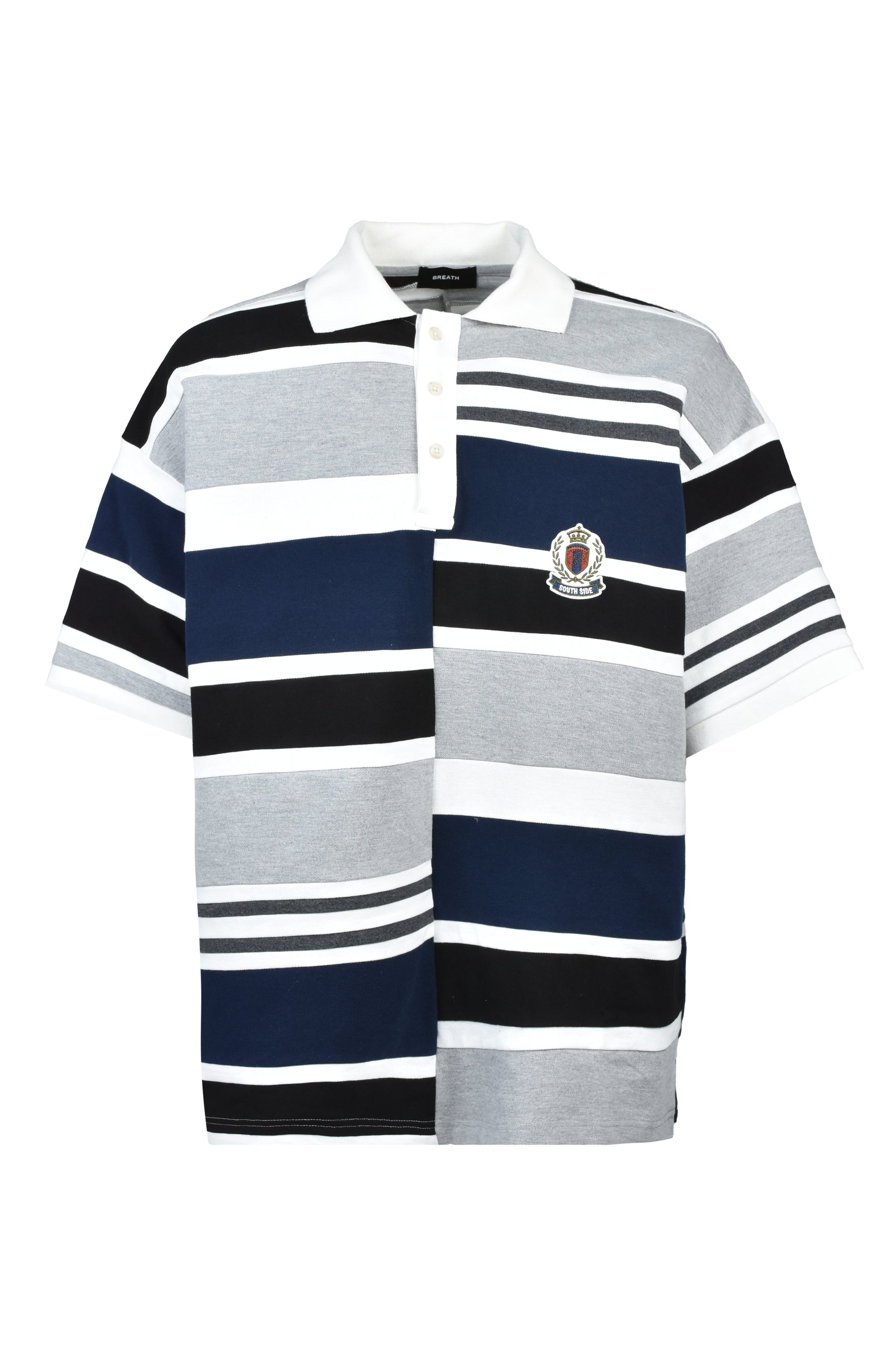 EMBLEM LOGO CRAZY BORDER POLO SHIRT / BLK