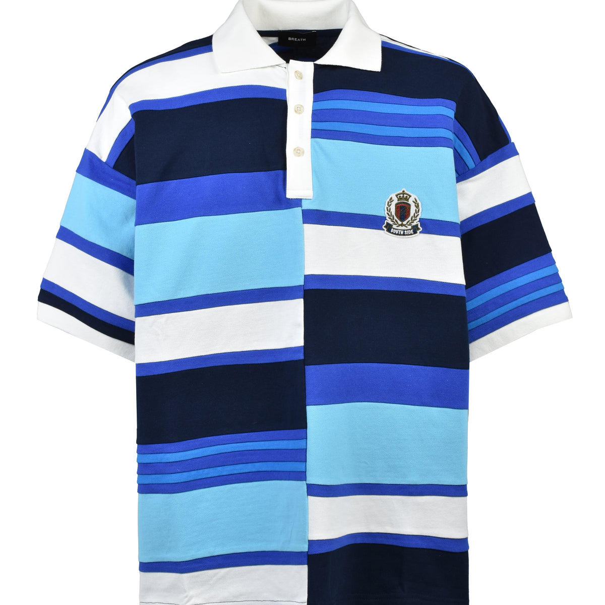 BREATH ブレス SS26 EMBLEM LOGO CRAZY BORDER POLO SHIRT / BLU