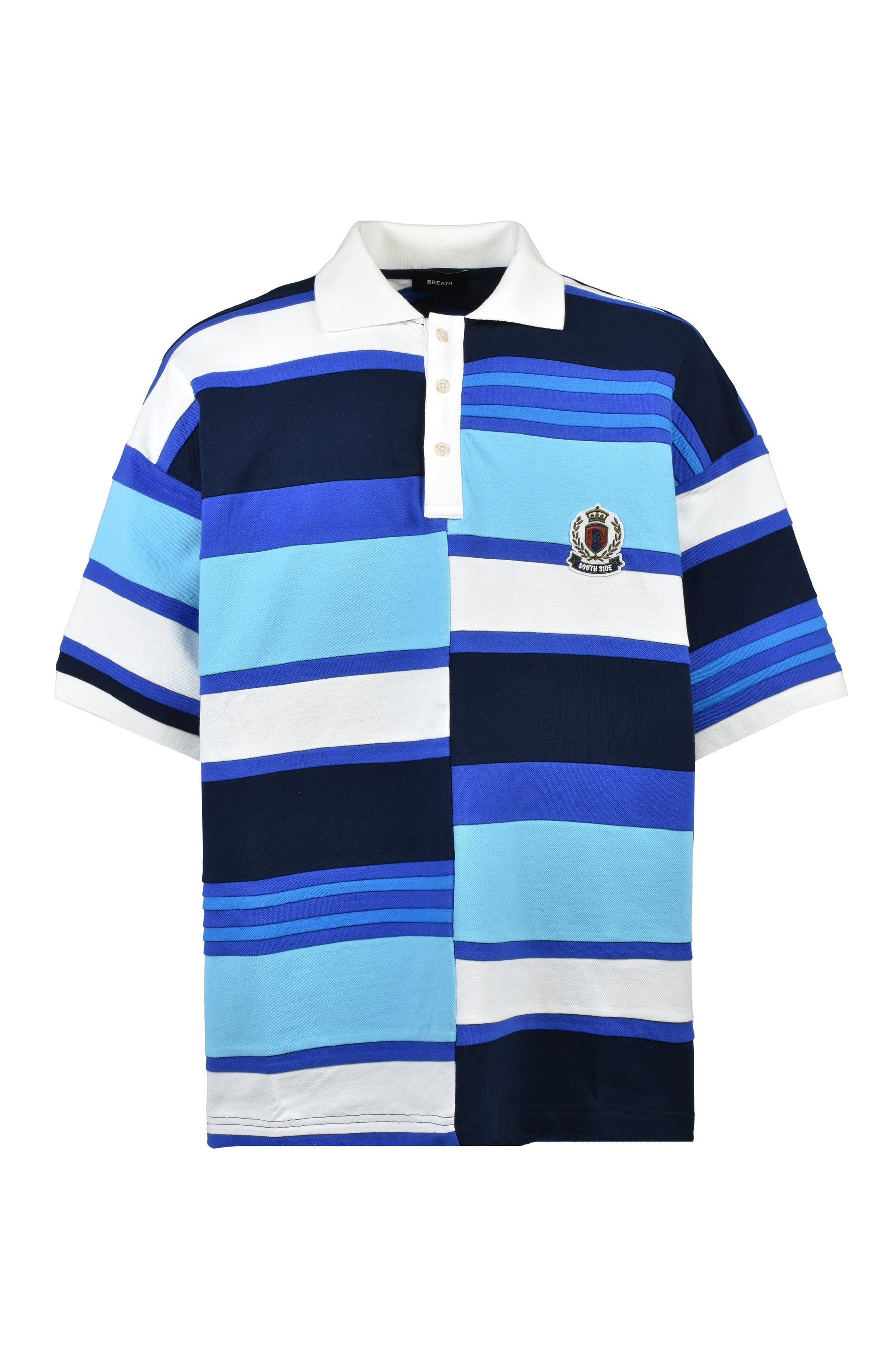 EMBLEM LOGO CRAZY BORDER POLO SHIRT / BLU