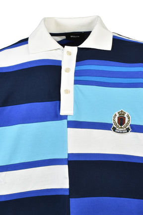 EMBLEM LOGO CRAZY BORDER POLO SHIRT / BLU