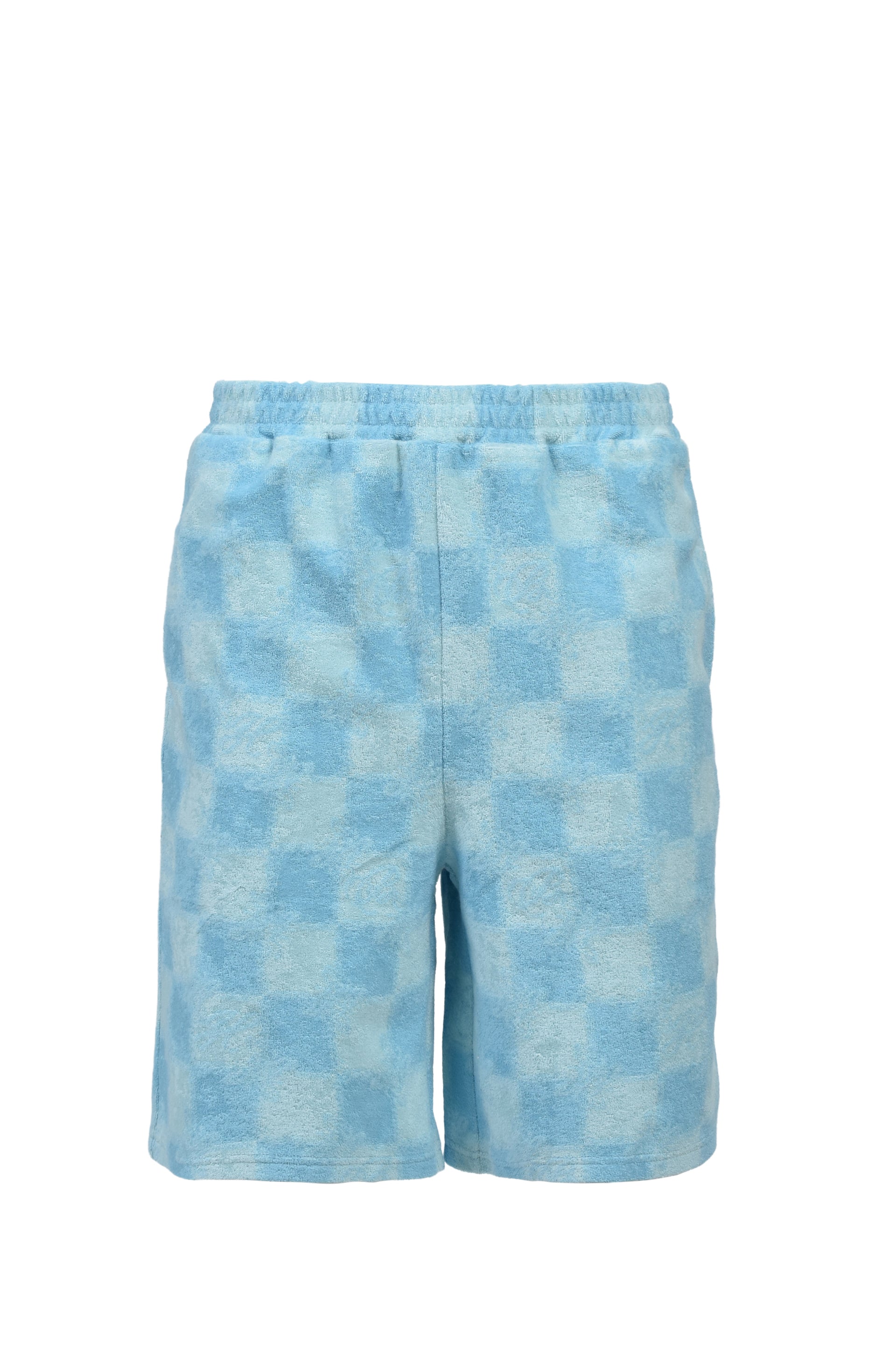 BLOCK CHECK PILE SHORTS / ICE