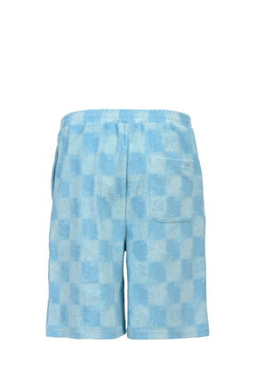 BLOCK CHECK PILE SHORTS / ICE