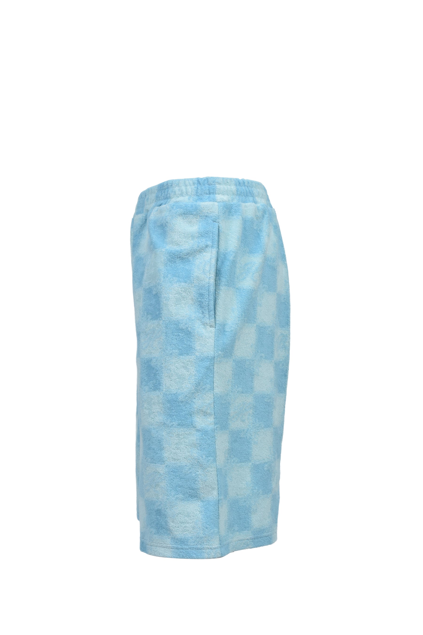 BLOCK CHECK PILE SHORTS / ICE