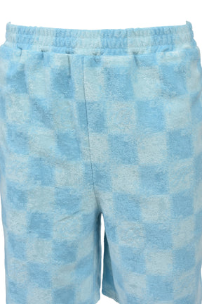 BLOCK CHECK PILE SHORTS / ICE