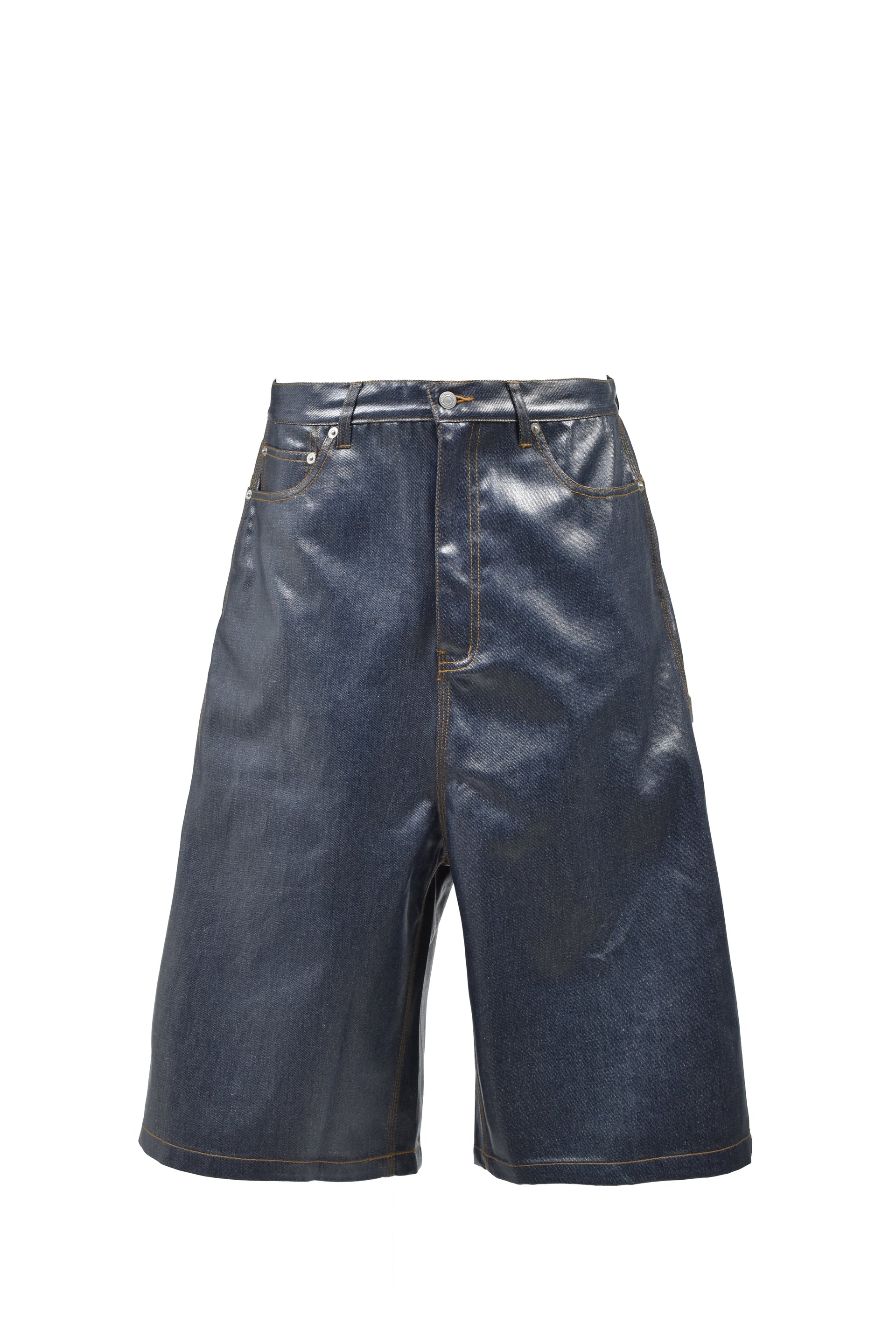 COATING SHINY RIGID DENIM SHORTS / IND