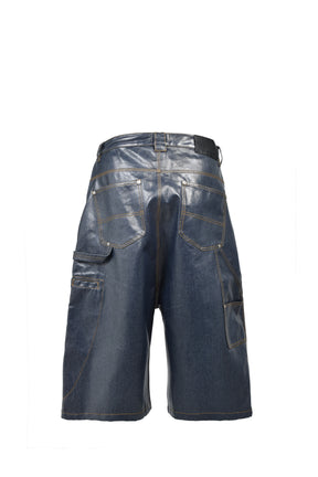 COATING SHINY RIGID DENIM SHORTS / IND
