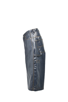 COATING SHINY RIGID DENIM SHORTS / IND