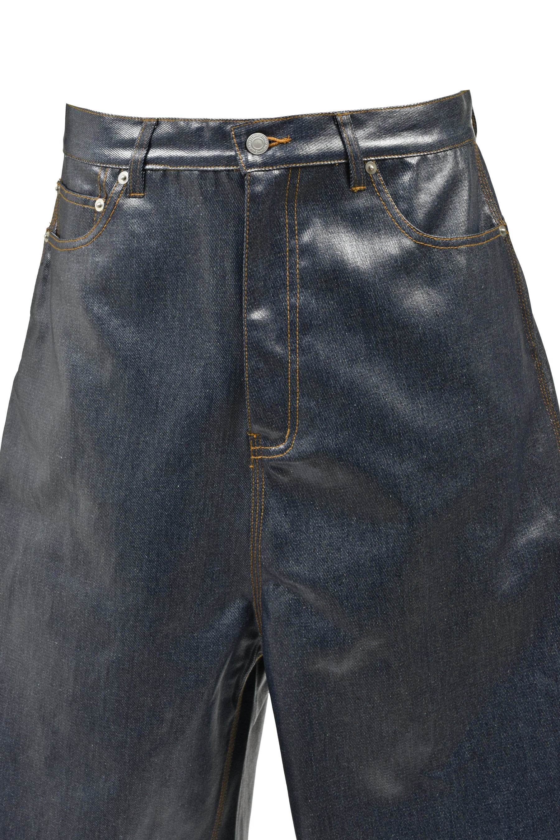 COATING SHINY RIGID DENIM SHORTS / IND