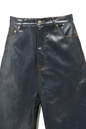 COATING SHINY RIGID DENIM SHORTS / IND