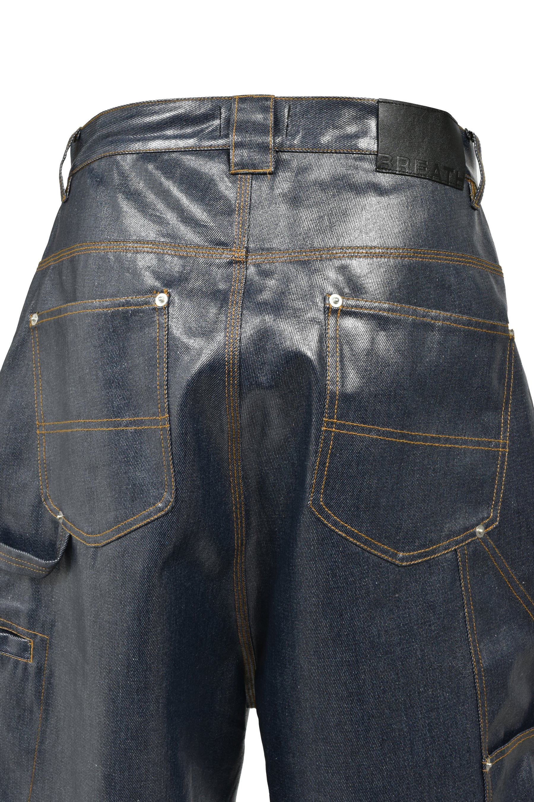 COATING SHINY RIGID DENIM SHORTS / IND
