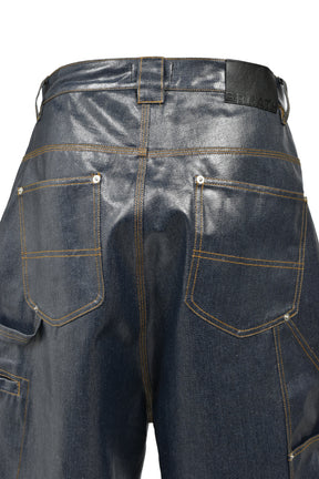 COATING SHINY RIGID DENIM SHORTS / IND