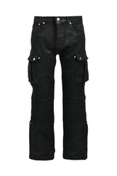 COATING SLIM BIKER CARGO PANTS / BLK