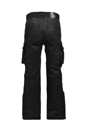 COATING SLIM BIKER CARGO PANTS / BLK