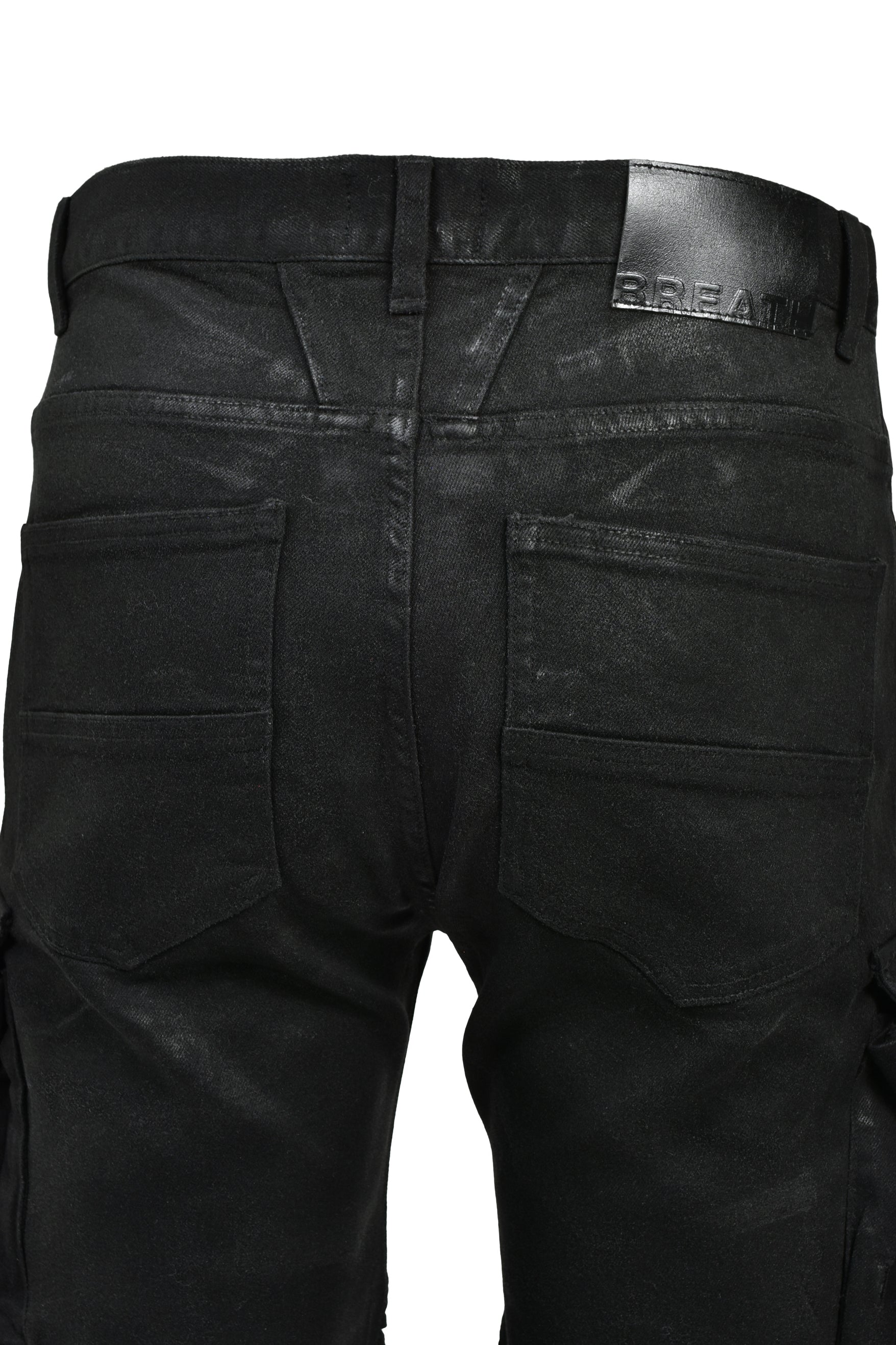 COATING SLIM BIKER CARGO PANTS / BLK
